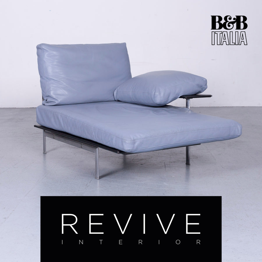 B&amp;B Italia Diesis Chaise longue design Récamière en cuir bleu Chaise longue canapé moderne en cuir véritable #2973