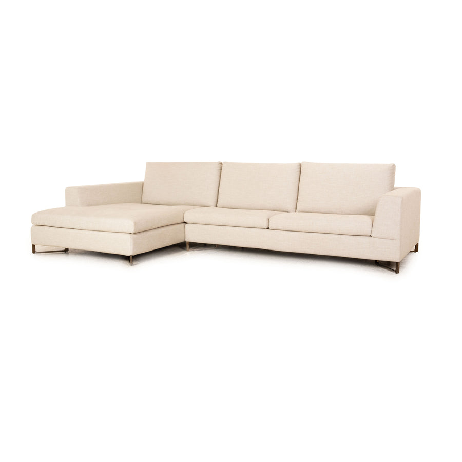 Saba Italia No Logo Fabric Corner Sofa Beige Recamiere Left Sofa Couch