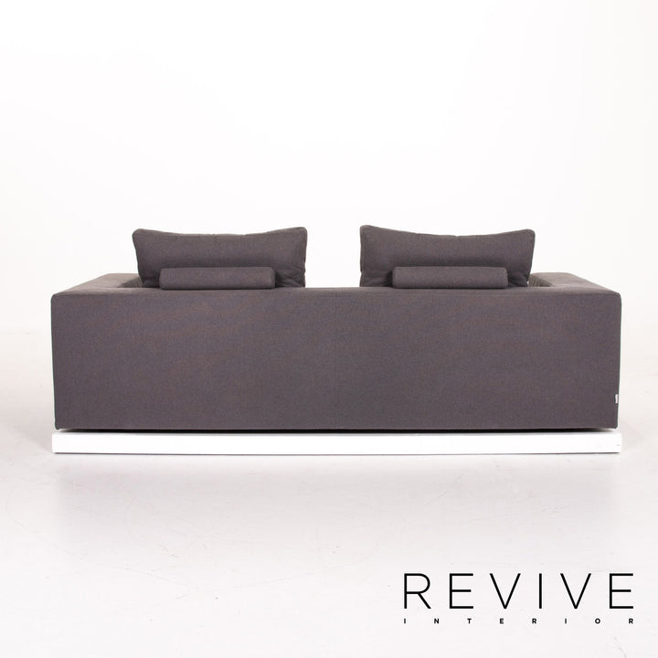Saba Italia Stoff Sofa Grau Zweisitzer Couch #13914
