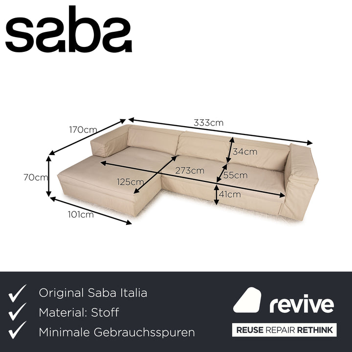Saba Italia Up Fabric Sofa Beige Corner Sofa Couch