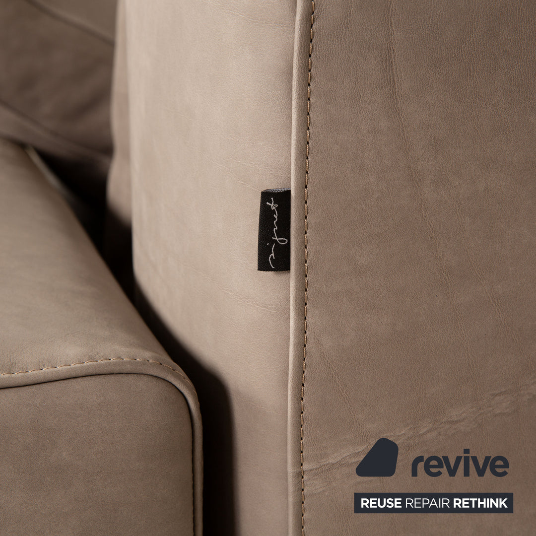 Signet Pallini leather sofa set gray three-seater stool manual function sofa bed