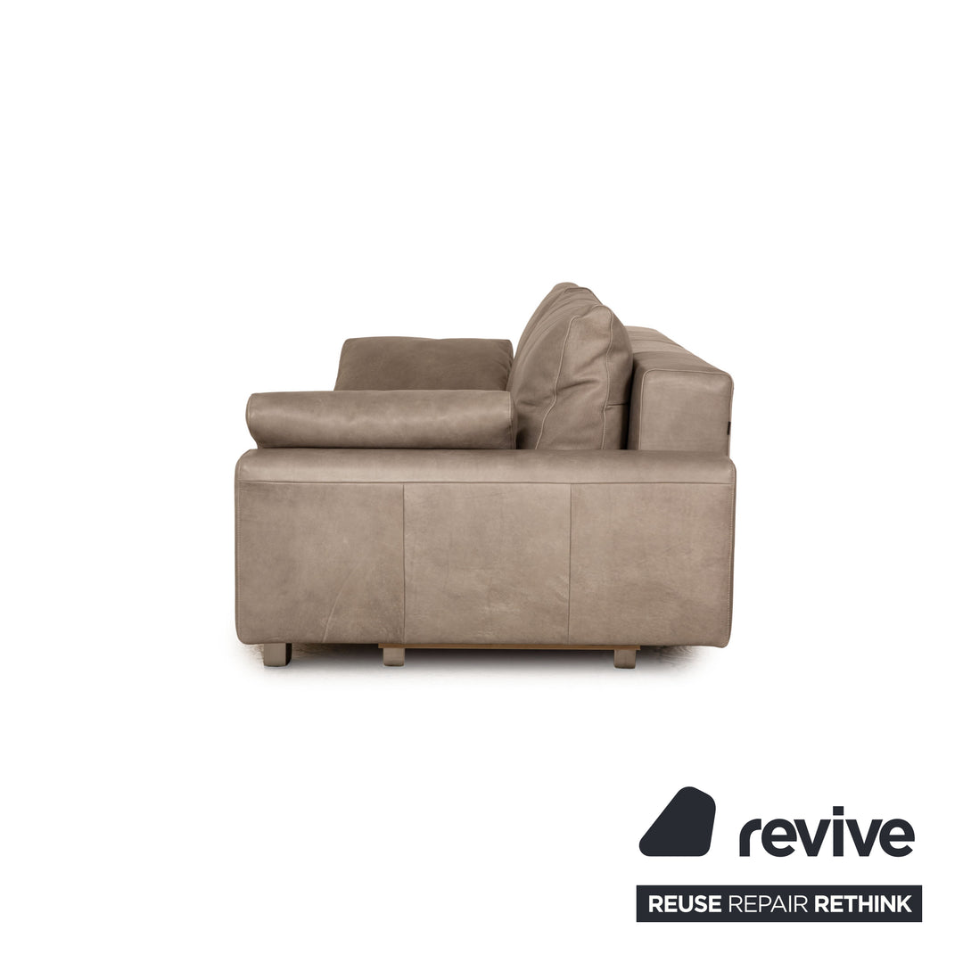 Signet Pallini leather sofa set gray three-seater stool manual function sofa bed