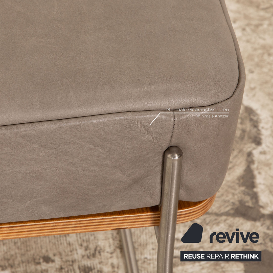 Signet Pallini leather sofa set gray three-seater stool manual function sofa bed