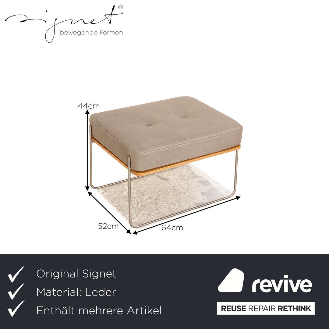 Signet Pallini leather sofa set gray three-seater stool manual function sofa bed