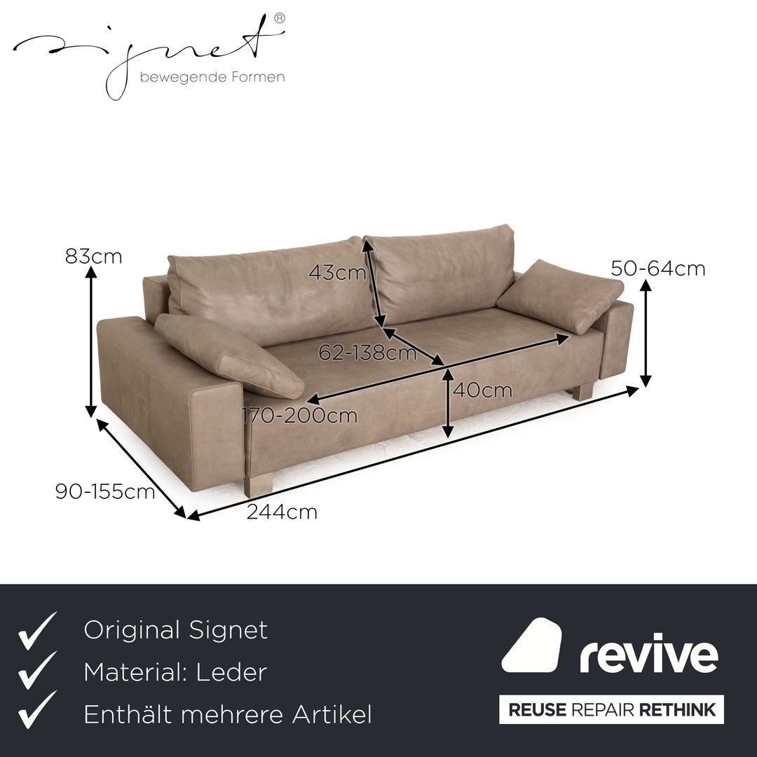 Signet Pallini leather sofa set gray three-seater stool manual function sofa bed