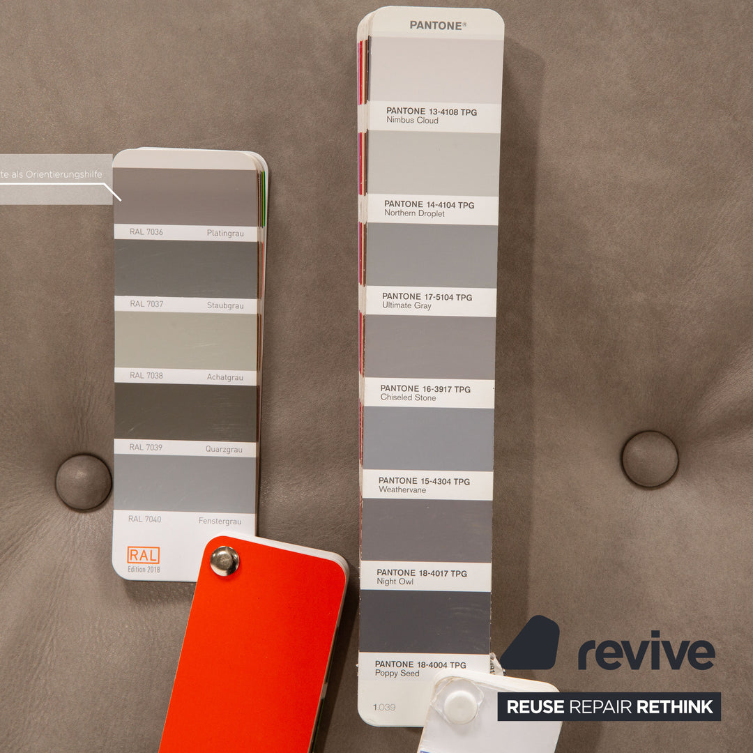 Signet Pallini leather sofa set gray three-seater stool manual function sofa bed