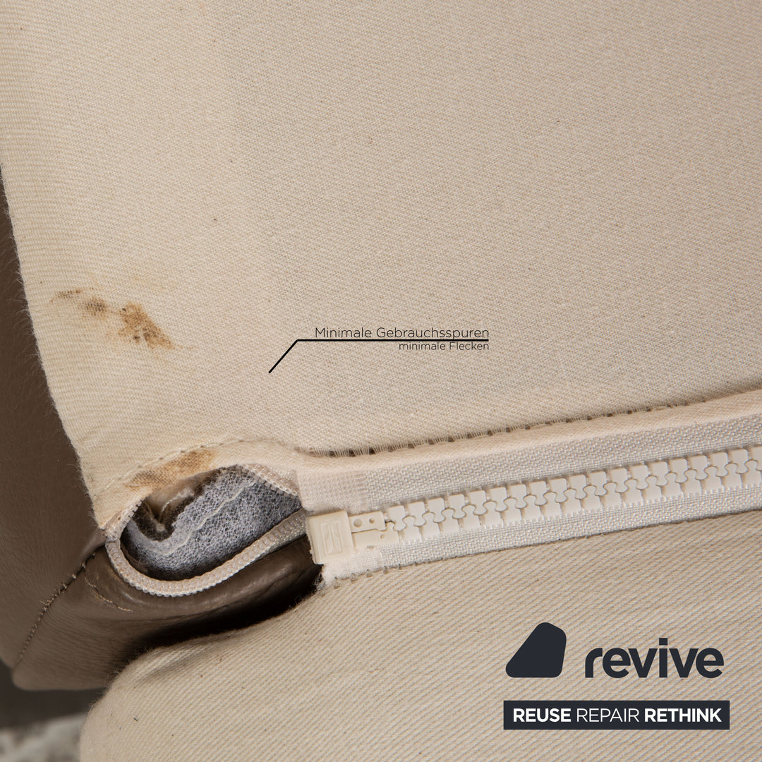 Signet Paule leather sofa gray three-seater couch function sleeping function