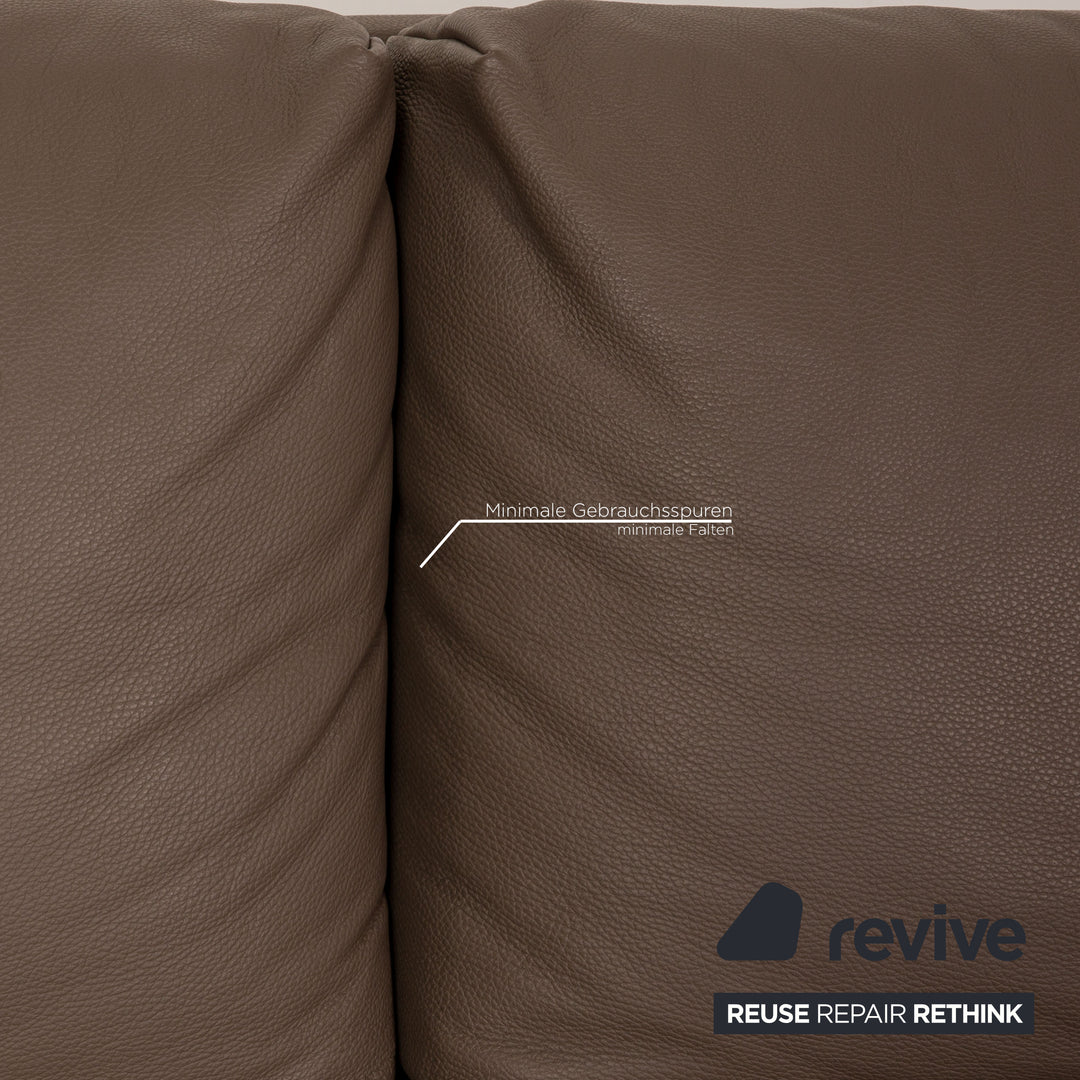 Signet Paule leather sofa gray three-seater couch function sleeping function