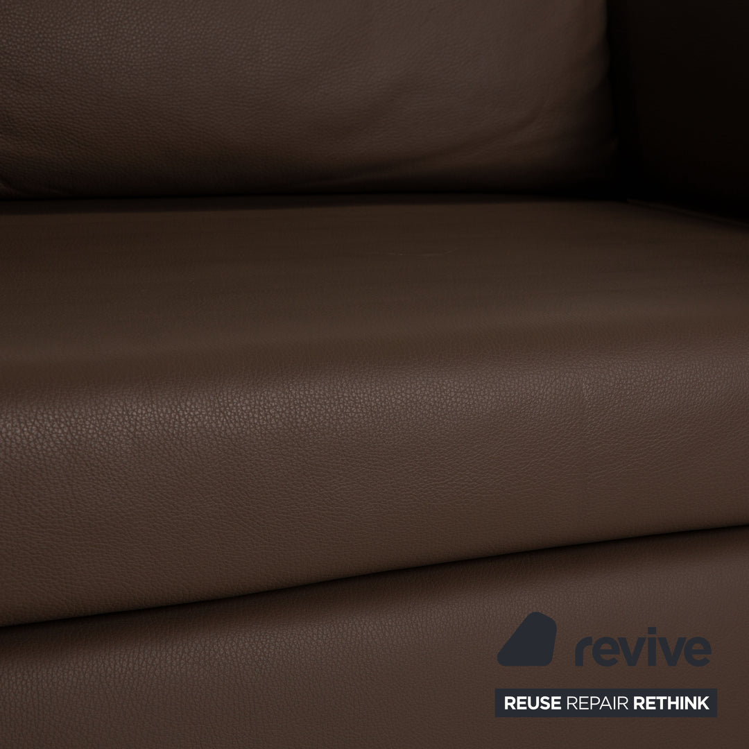 Signet Paule leather sofa gray three-seater couch function sleeping function