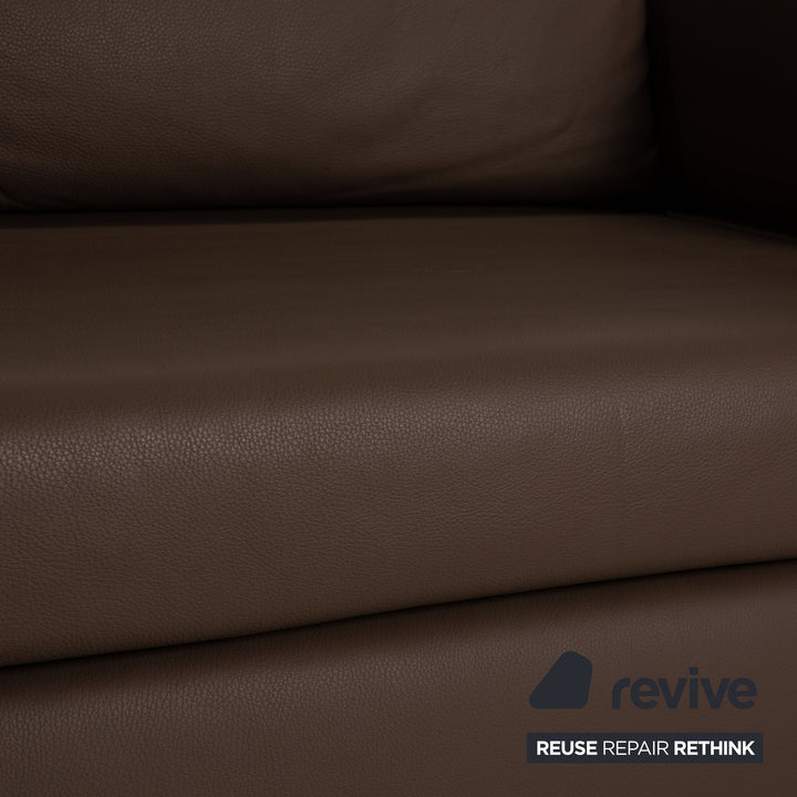 Signet Paule leather sofa gray three-seater couch function sleeping function