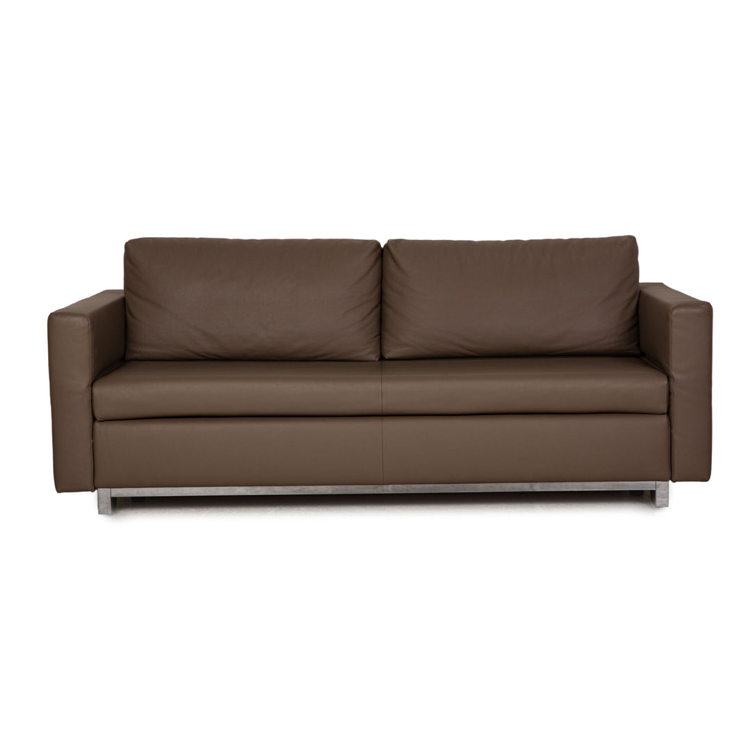 Signet Paule leather sofa gray three-seater couch function sleeping function