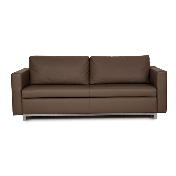 Signet Paule leather sofa gray three-seater couch function sleeping function