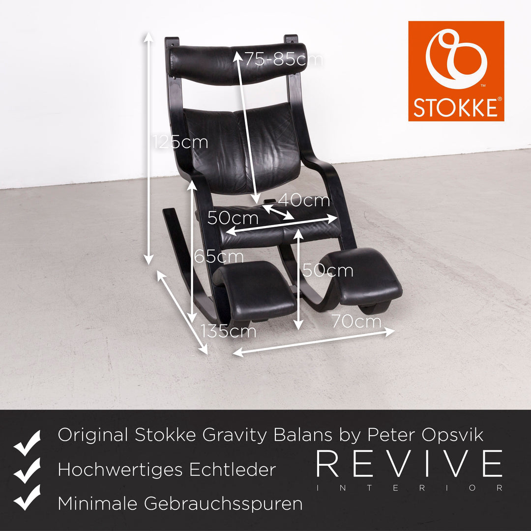 stokke gravity gebraucht Varier Sessel Gravity Balans Schwarz Leder - 2. Hand