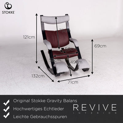 Varier Gravity Balans Designer Leder Stoff Sessel Rot Grau Relax Funktion #9075