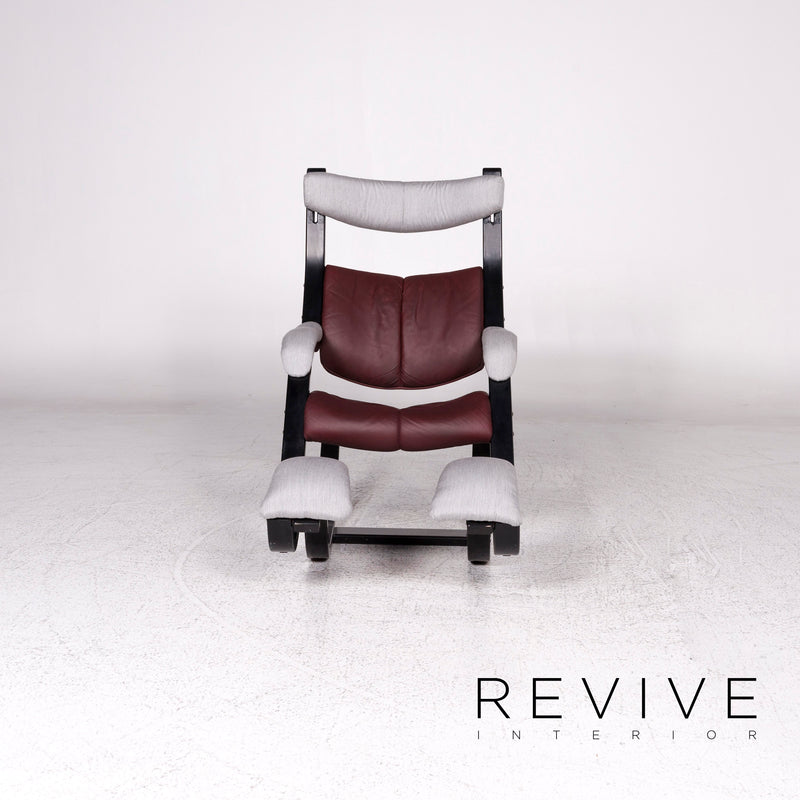 Varier Gravity Balans Designer Leder Stoff Sessel Rot Grau Relax Funktion 