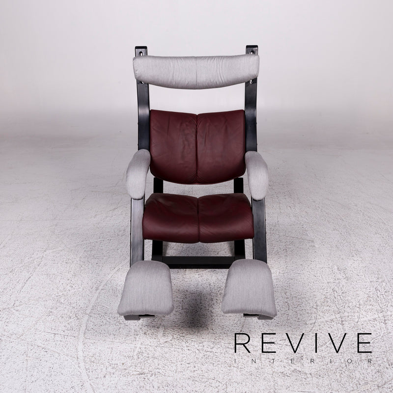 Varier Gravity Balans Designer Leder Stoff Sessel Rot Grau Relax Funktion 