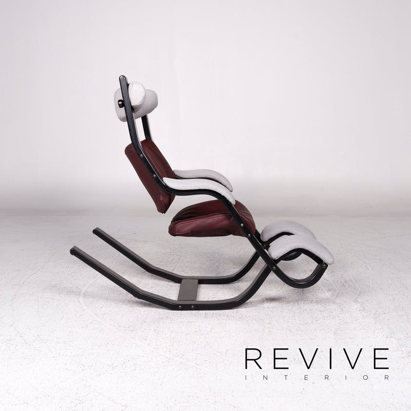 Varier Gravity Balans Designer Leder Stoff Sessel Rot Grau Relax Funktion 