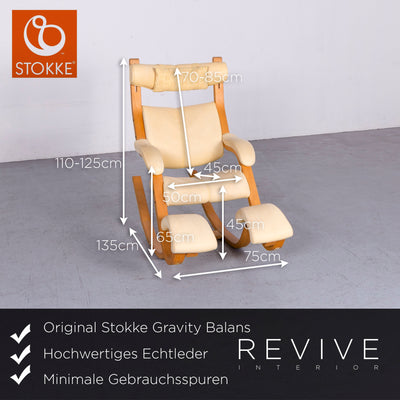 Varier Gravity Balans Designer Schaukelstuhl Creme Echtleder Sessel Stuhl #7044