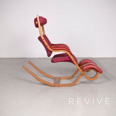Varier Gravity Balans Designer Stoff Leder Schaukelstuhl Rot by Peter Opsvik Echtleder Stuhl #7815