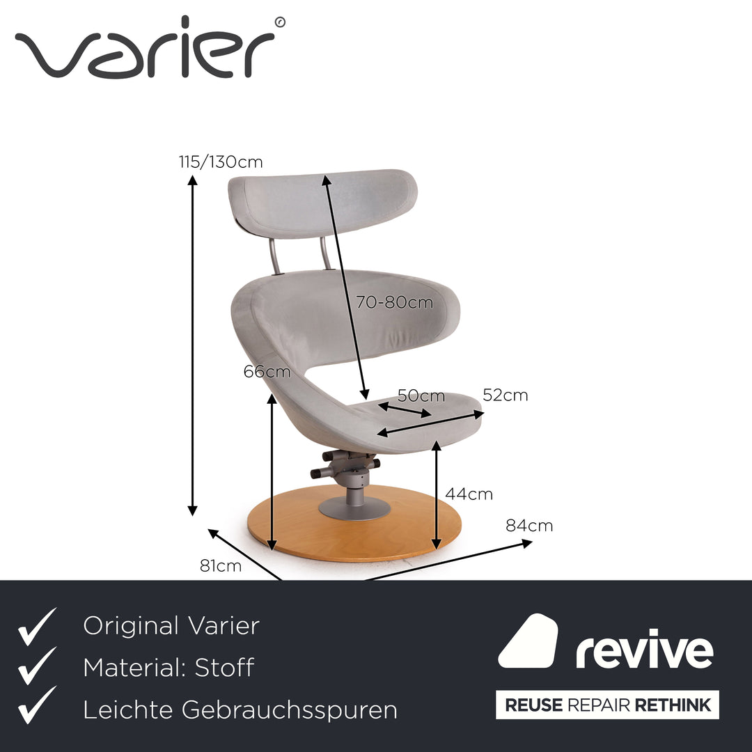 Varier Peel II fabric armchair incl stool gray function headrest