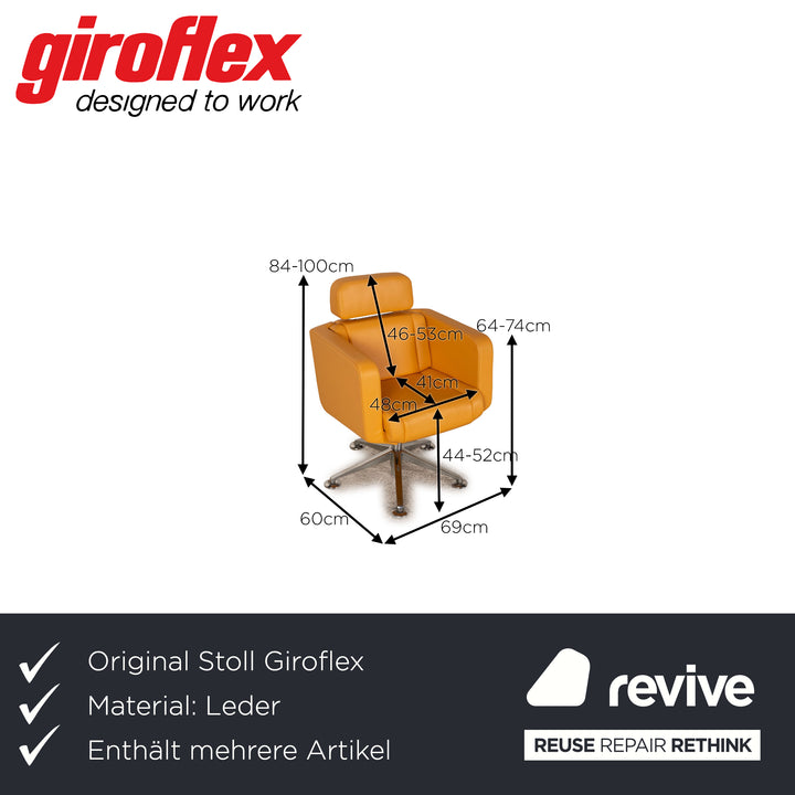Stoll Giroflex 21-6091 leather armchair set yellow function conference armchair