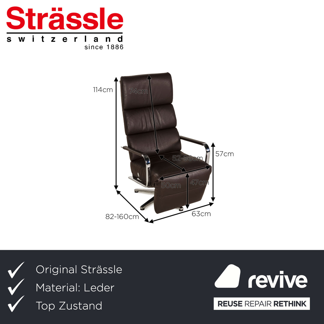 Strässle leather armchair dark brown function relaxation function