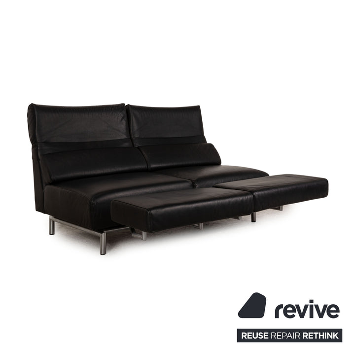 Strässle Matteo leather sofa black three-seater couch function