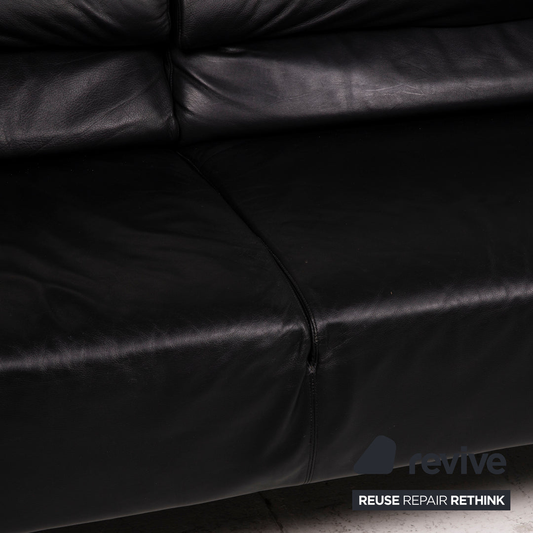 Strässle Matteo Leder Sofa Schwarz Zweisitzer Funktion Relaxfunktion Couch