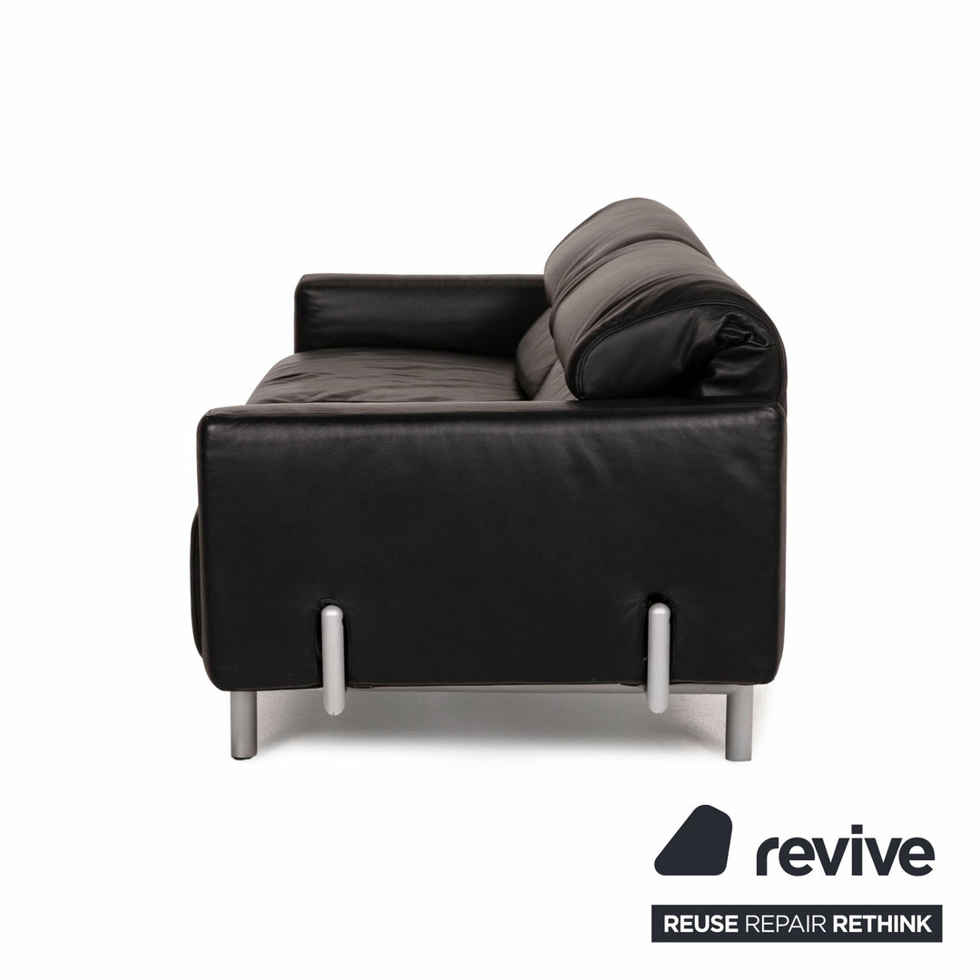 Strässle Matteo Leder Sofa Schwarz Zweisitzer Funktion Relaxfunktion Couch