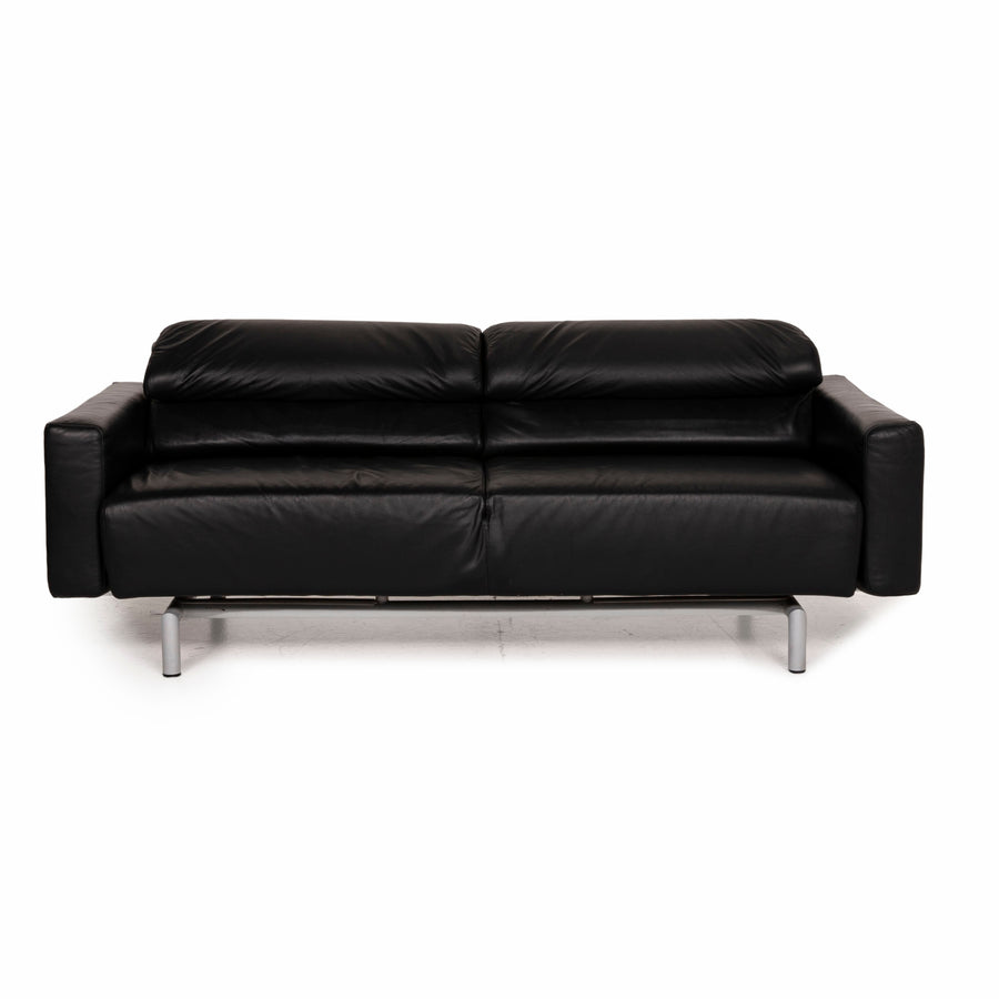 Strässle Matteo leather sofa black two-seater function relax function couch