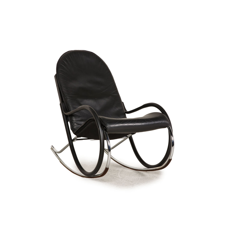 Strässle Nonna Leather Armchair Black Rocking chair