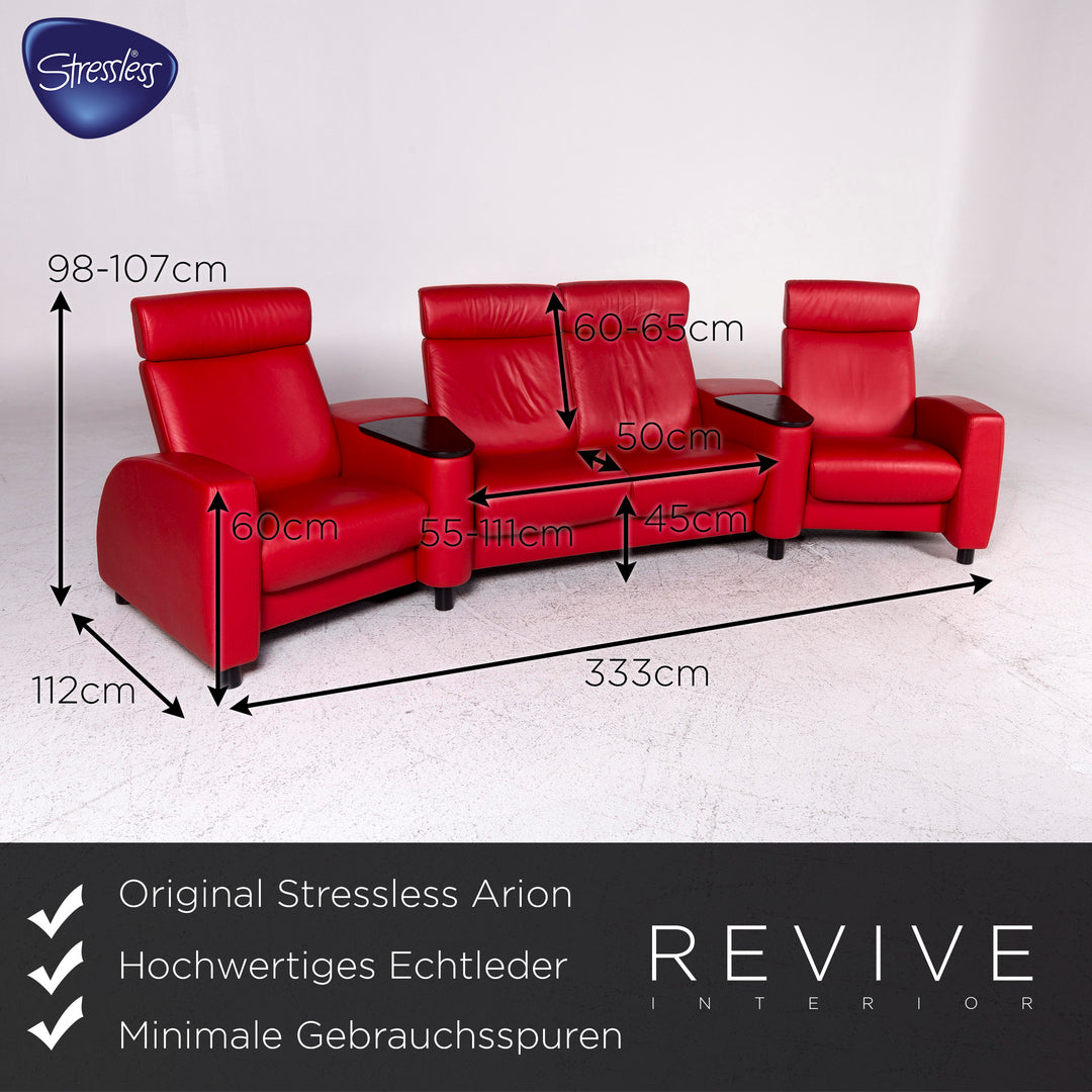 Stressless Arion Designer Leder Sofa Garnitur Rot 1x Viersitzer 1x Hocker #9661