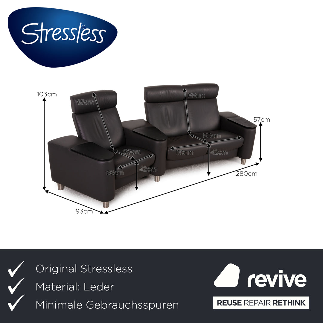Stressless Arion Leder Dreisitzer Anthrazit Sofa Couch Funktion
