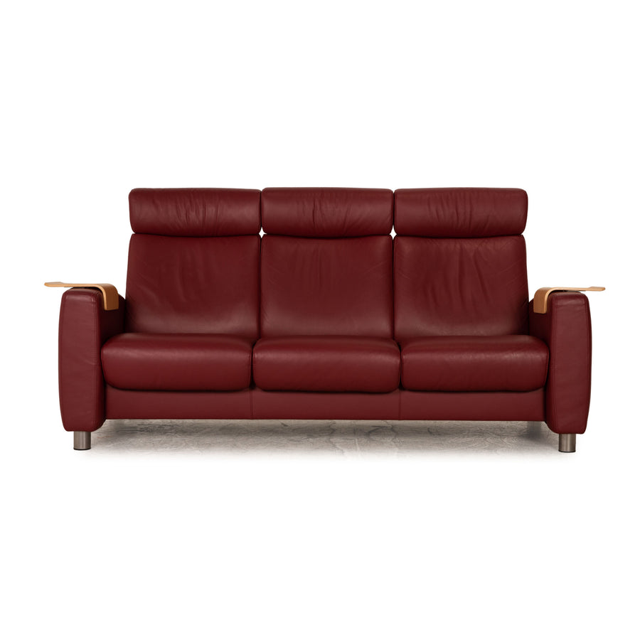 Stressless Arion Leder Dreisitzer Rot Sofa Couch Relax Funktion