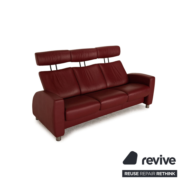 Stressless Arion Leder Dreisitzer Rot Sofa Couch Relax Funktion