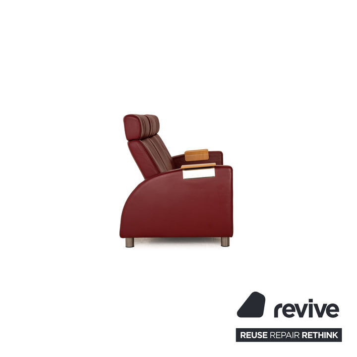 Stressless Arion Leder Dreisitzer Rot Sofa Couch Relax Funktion