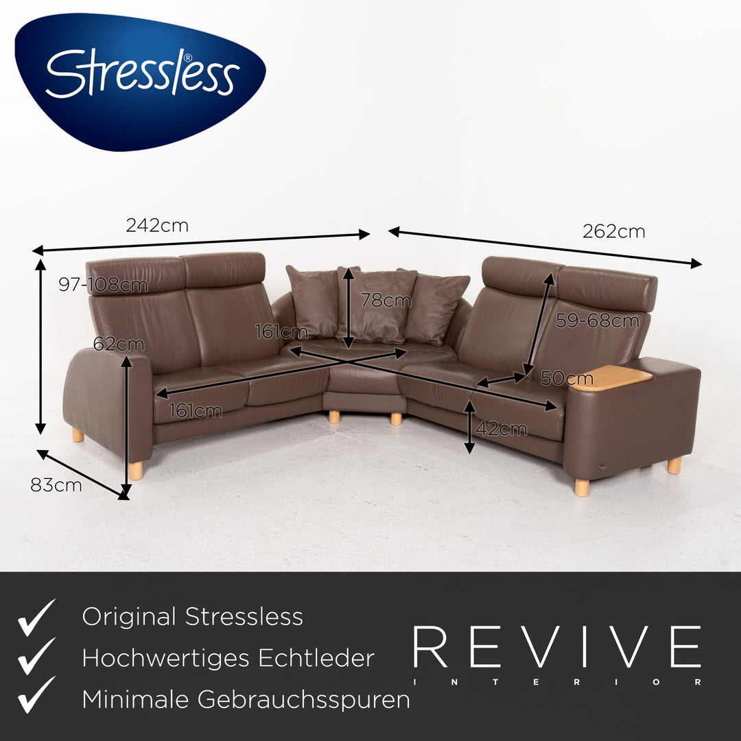 Stressless Arion Leather Corner Sofa Brown Home Theater Sofa Function Couch #13258