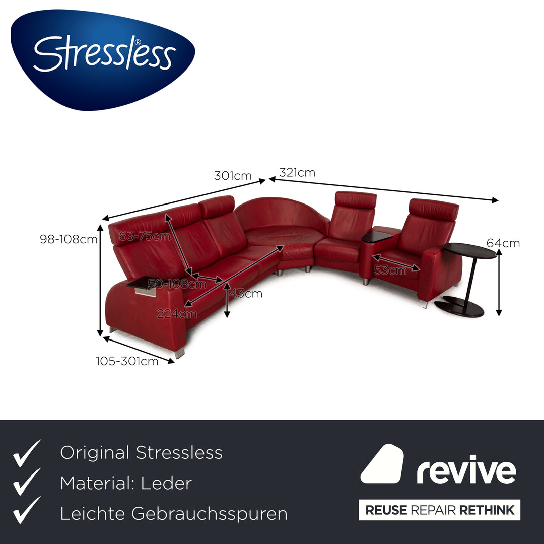Stressless Arion Leder Ecksofa Rot Sofa Couch Funktion