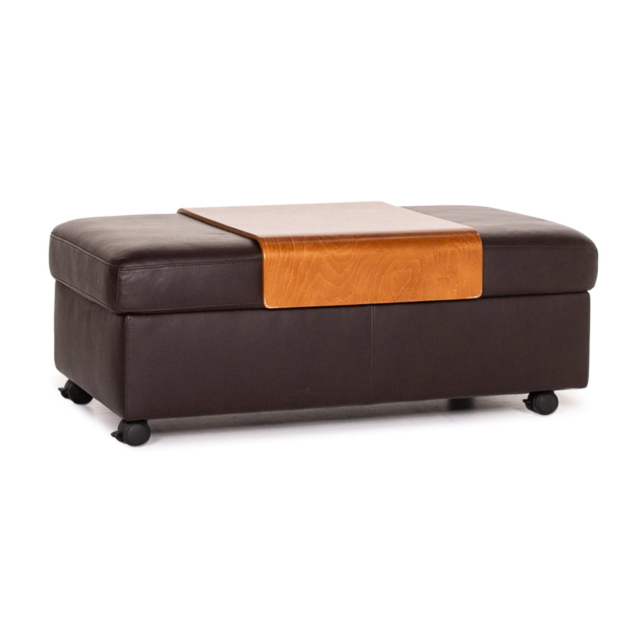 Stressless Arion Leather Stool Brown Dark Brown Function Tray Storage #14687