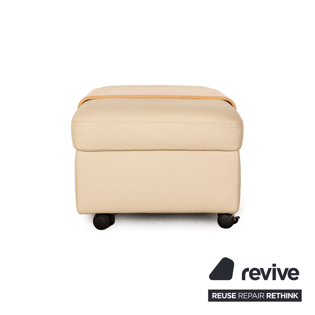 Stressless Arion Leder Hocker Doppelhocker Creme manuelle Funktion