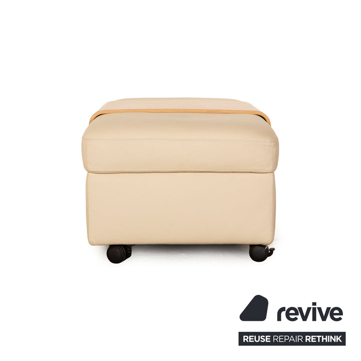 Stressless Arion Leder Hocker Doppelhocker Creme manuelle Funktion