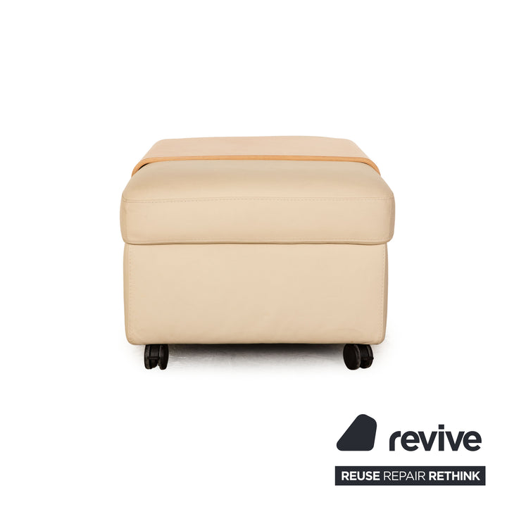 Stressless Arion Leder Hocker Doppelhocker Creme manuelle Funktion