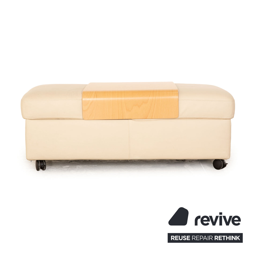 Stressless Arion Leder Hocker Doppelhocker Creme manuelle Funktion