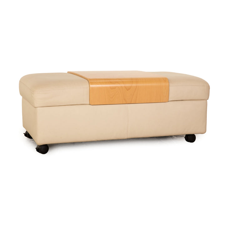 Stressless Arion Leder Hocker Doppelhocker Creme manuelle Funktion