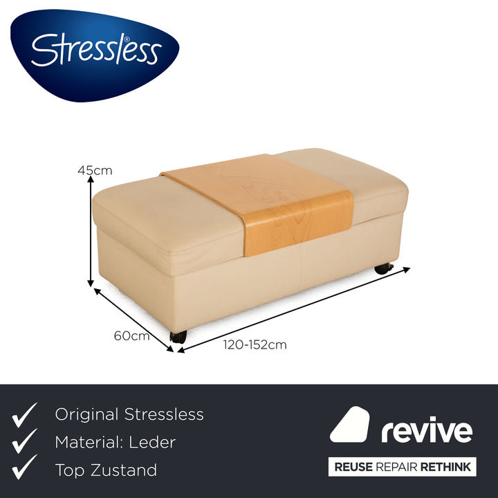 Stressless Arion Leder Hocker Doppelhocker Creme manuelle Funktion
