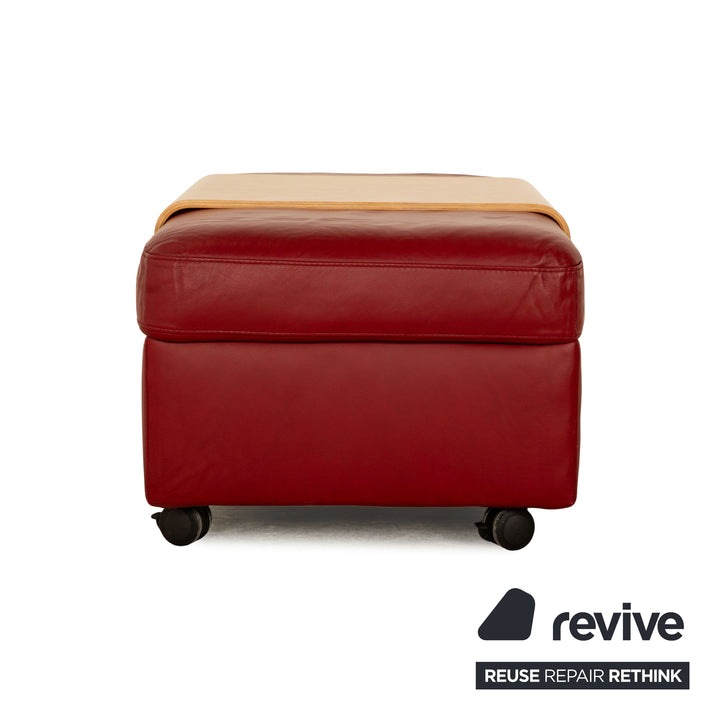 Stressless Arion Leder Hocker Rot manuelle Funktion Stauraum