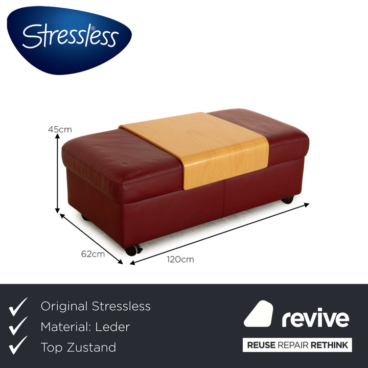 Stressless Arion Leder Hocker Rot Stauraum manuelle Funktion