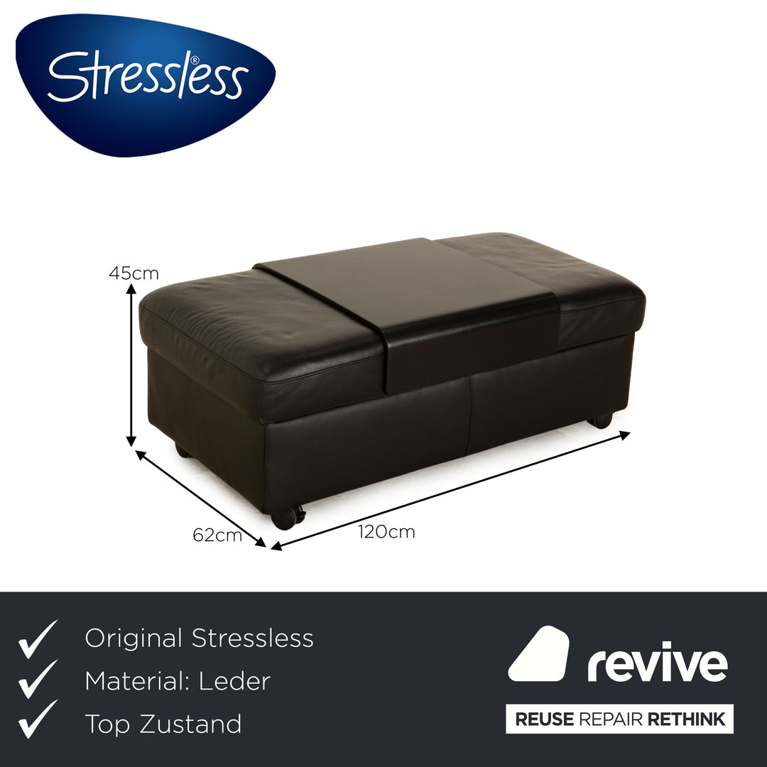 Stressless Arion Leder Hocker Schwarz manuelle Funktion Staufach