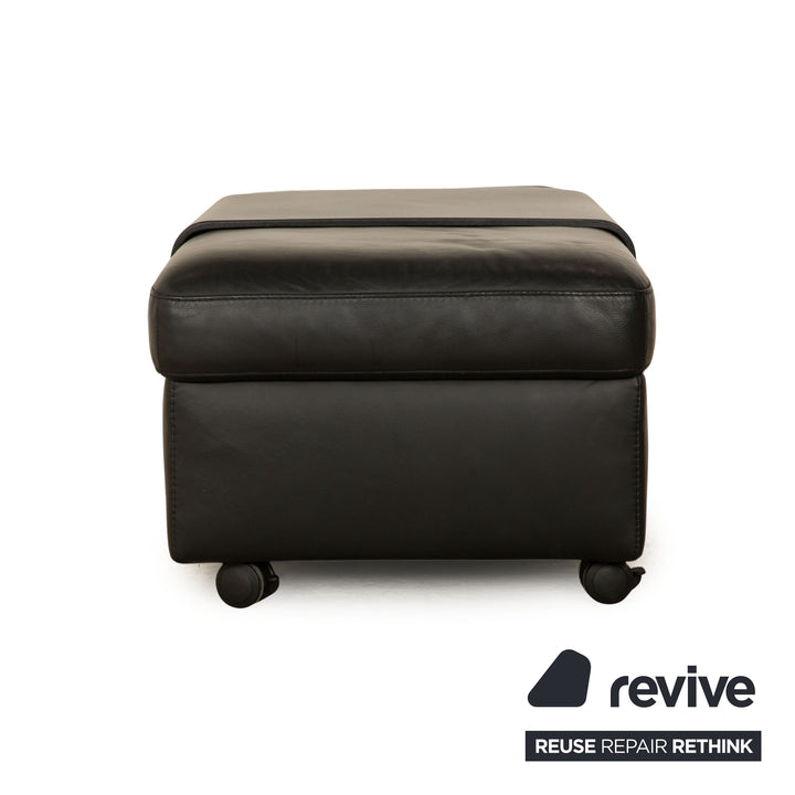 Stressless Arion Leder Hocker Schwarz manuelle Funktion Staufach