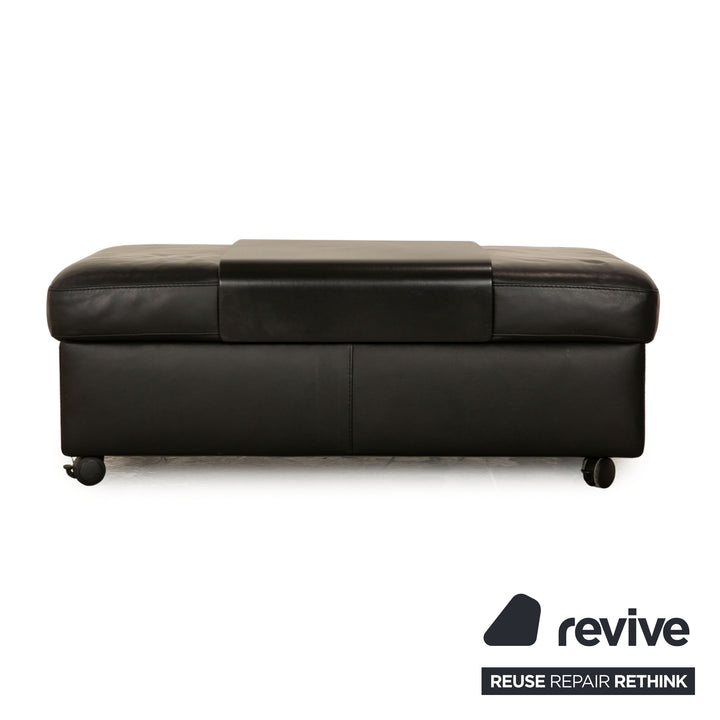 Stressless Arion Leder Hocker Schwarz manuelle Funktion Staufach